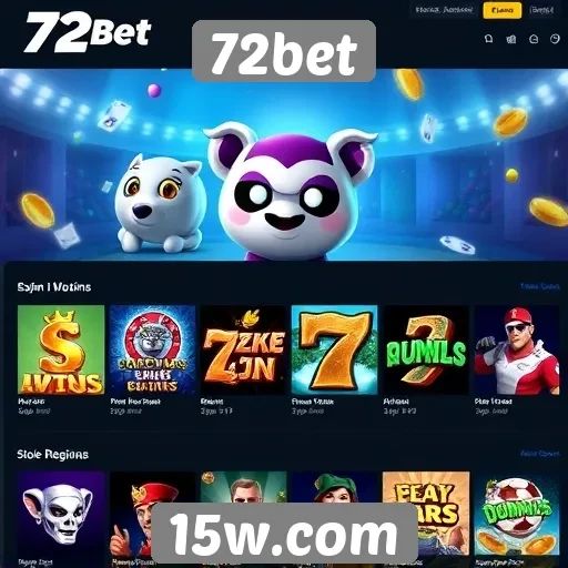 Variedade de jogos disponíveis na plataforma 72bet